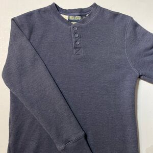 Indigo Fatigues Sweater Mens Medium Waffle Knit Thermal Sherpa Henley Navy MINT